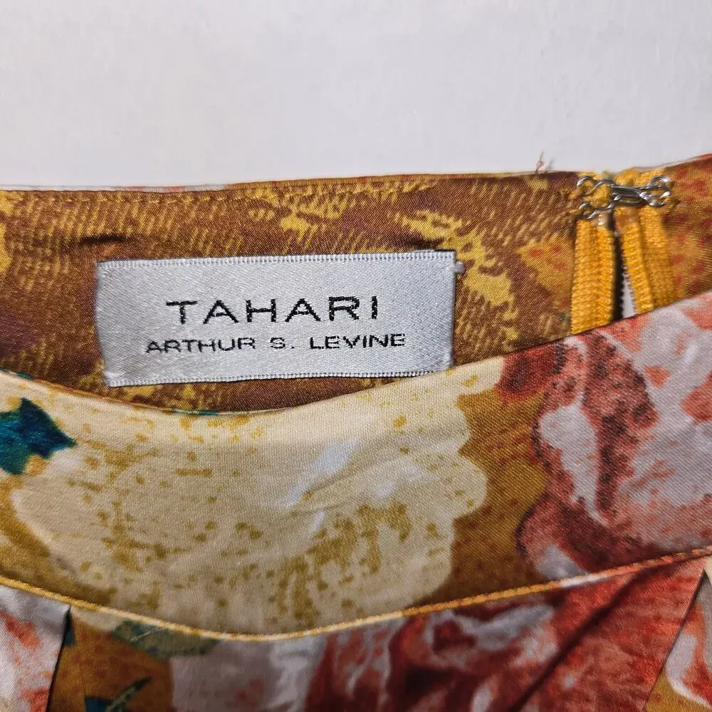Tahari ASL Inverted Pleated Floral Midi Skirt. Size 10.